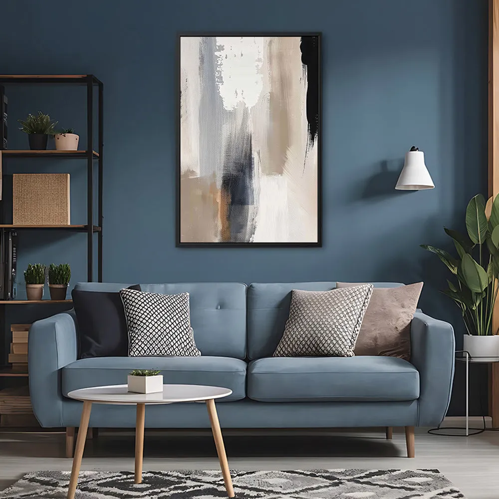Canvas Wall Art Stretched Over Wooden Frame with Floating Frame and Earth Tones Abstract Painting CV4153
