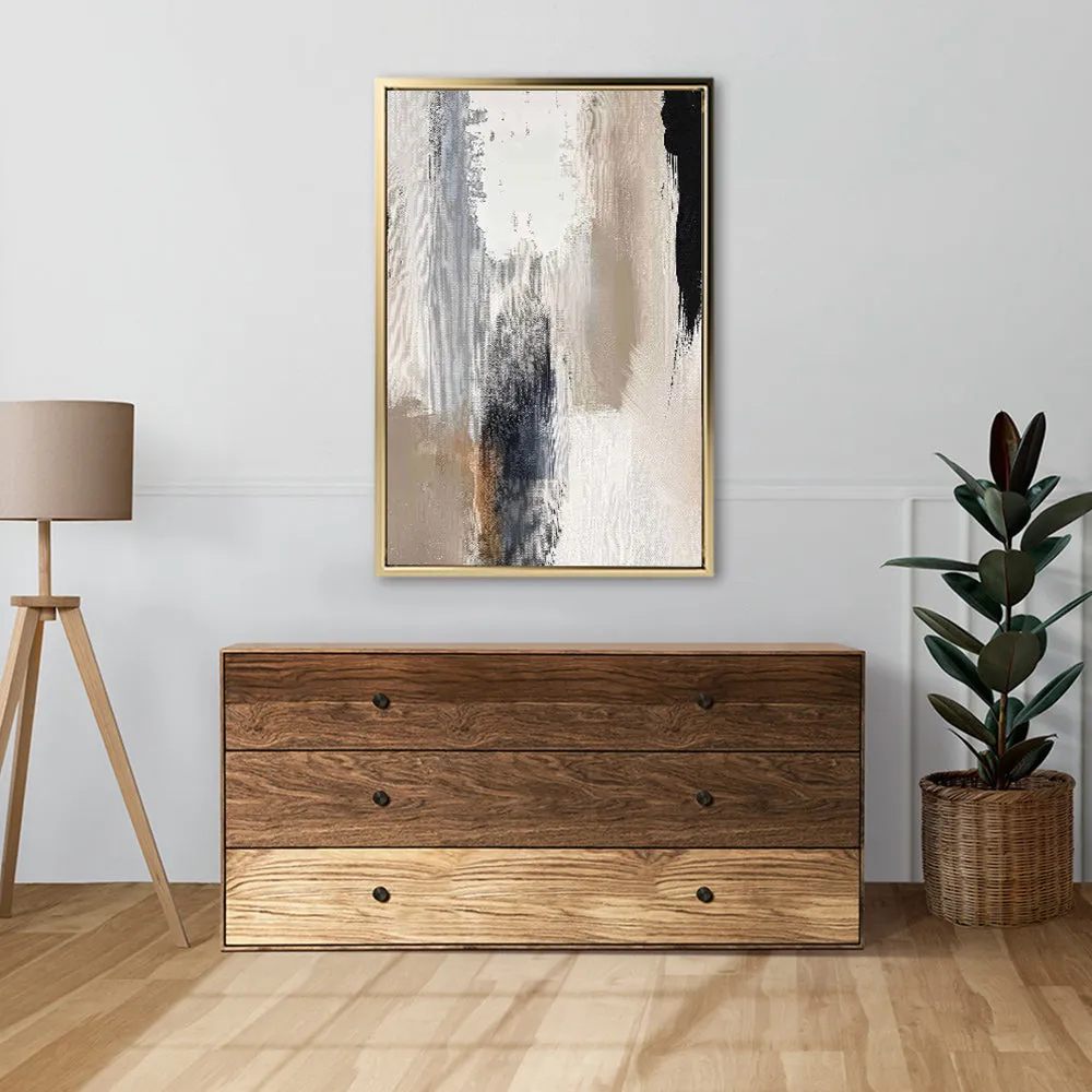 Canvas Wall Art Stretched Over Wooden Frame with Floating Frame and Earth Tones Abstract Painting CV4153