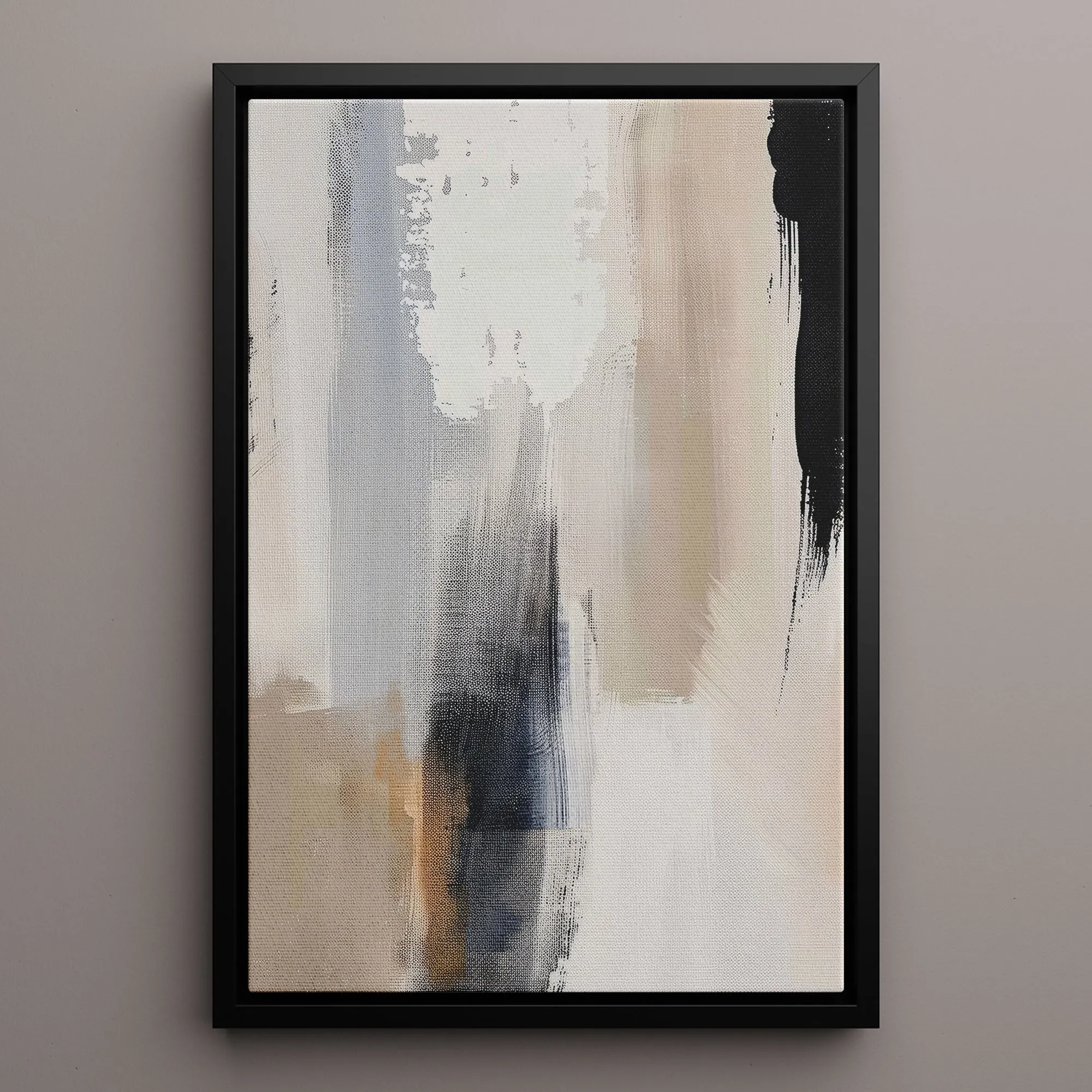 Canvas Wall Art Stretched Over Wooden Frame with Floating Frame and Earth Tones Abstract Painting CV4153