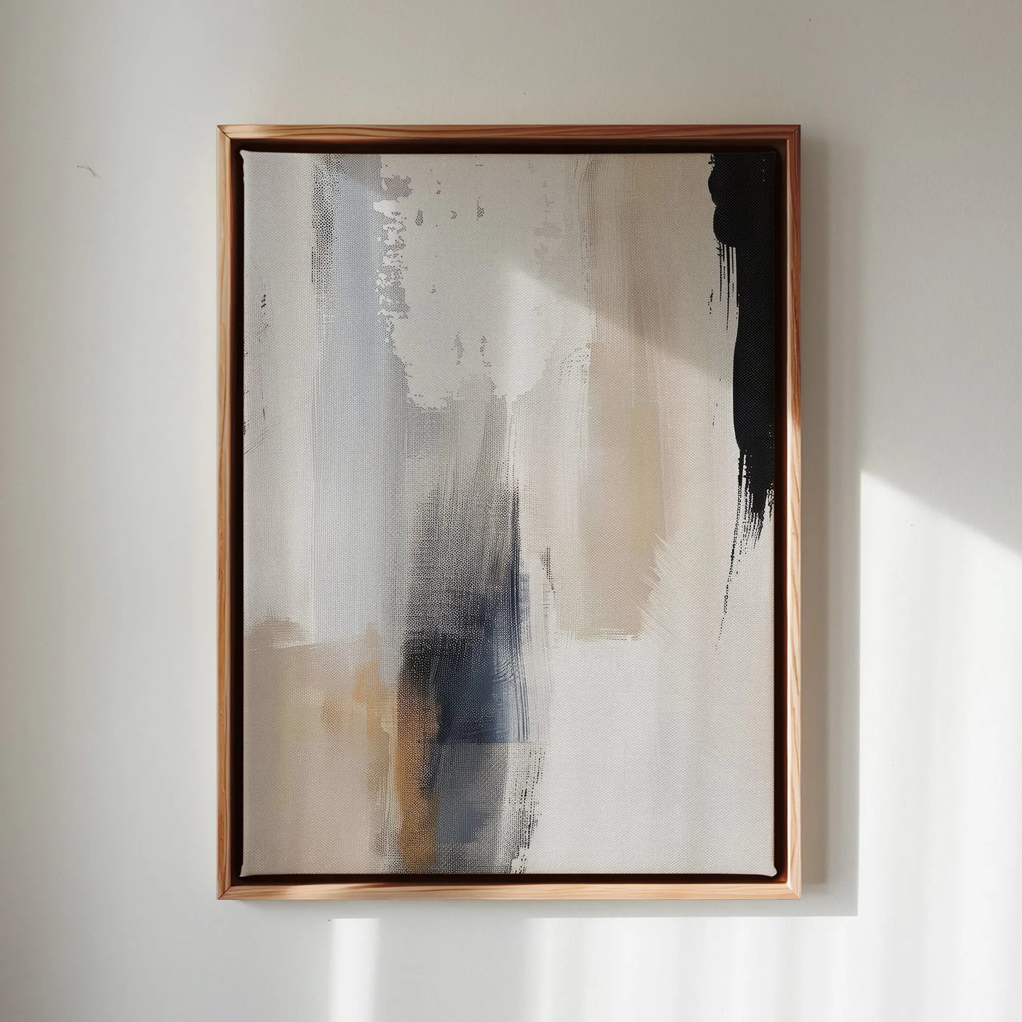 Canvas Wall Art Stretched Over Wooden Frame with Floating Frame and Earth Tones Abstract Painting CV4153