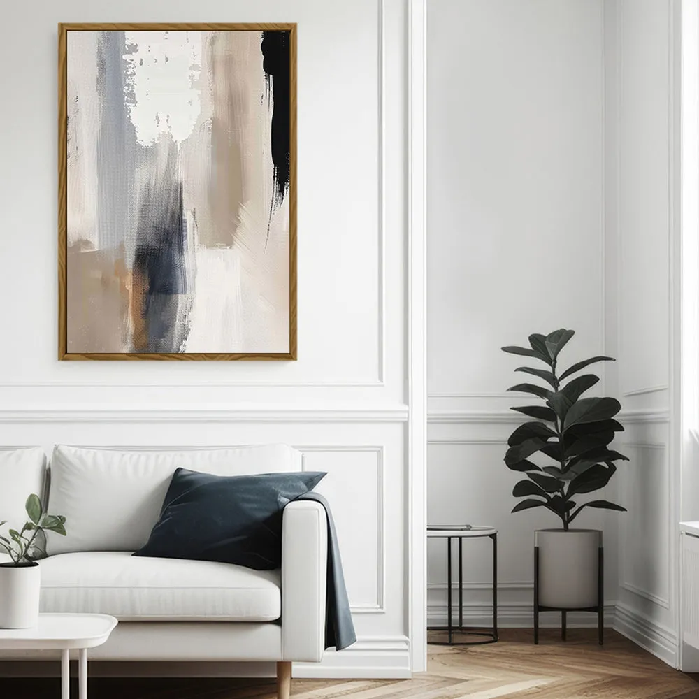 Canvas Wall Art Stretched Over Wooden Frame with Floating Frame and Earth Tones Abstract Painting CV4153
