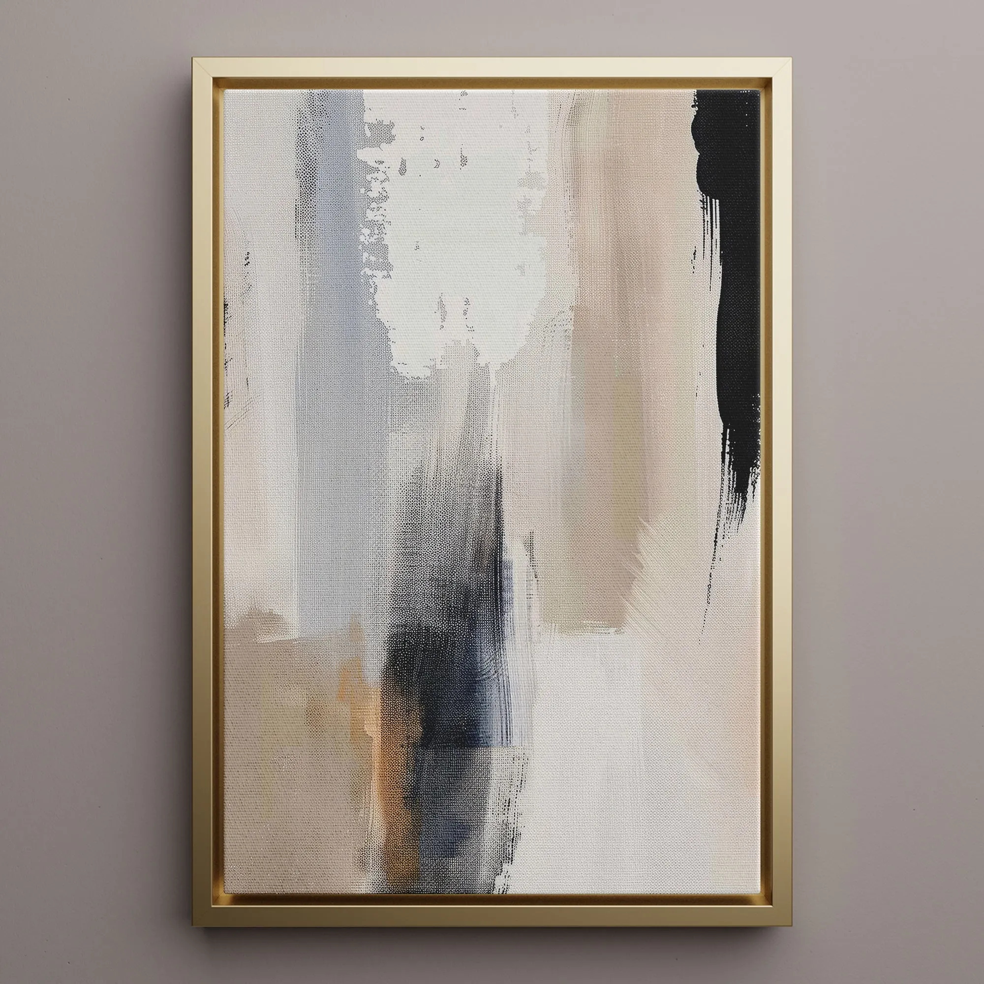 Canvas Wall Art Stretched Over Wooden Frame with Floating Frame and Earth Tones Abstract Painting CV4153