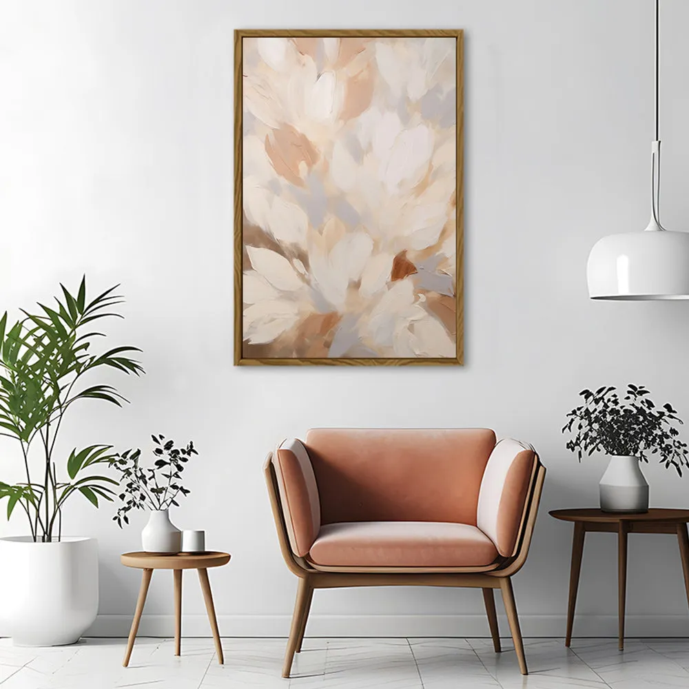 Canvas Wall Art Stretched Over Wooden Frame with Floating Frame and Floral Design Painting CV4156