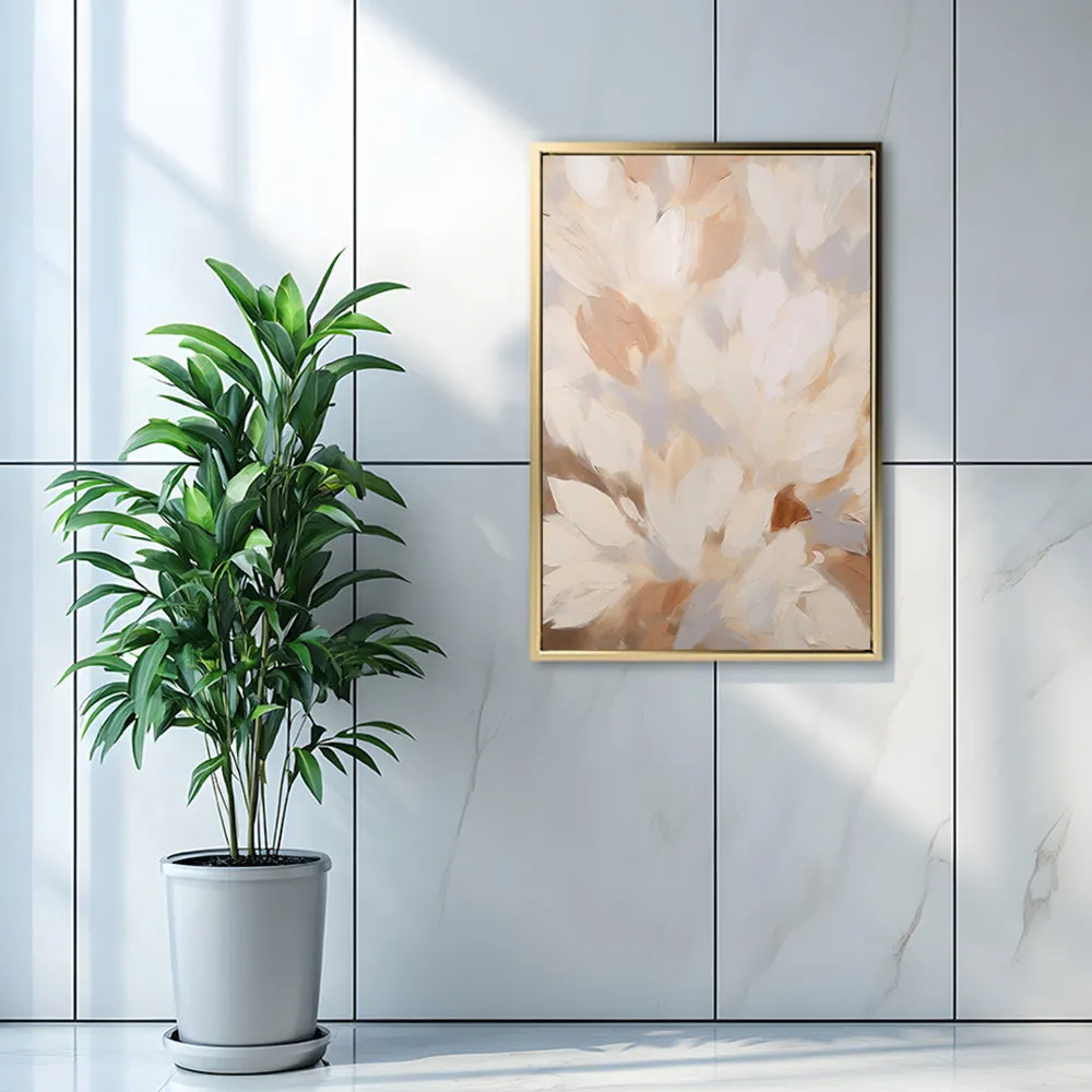 Canvas Wall Art Stretched Over Wooden Frame with Floating Frame and Floral Design Painting CV4156
