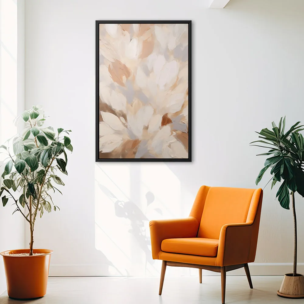 Canvas Wall Art Stretched Over Wooden Frame with Floating Frame and Floral Design Painting CV4156