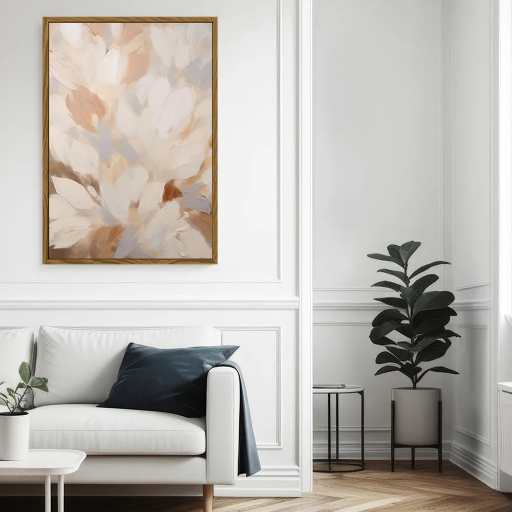 Canvas Wall Art Stretched Over Wooden Frame with Floating Frame and Floral Design Painting CV4156