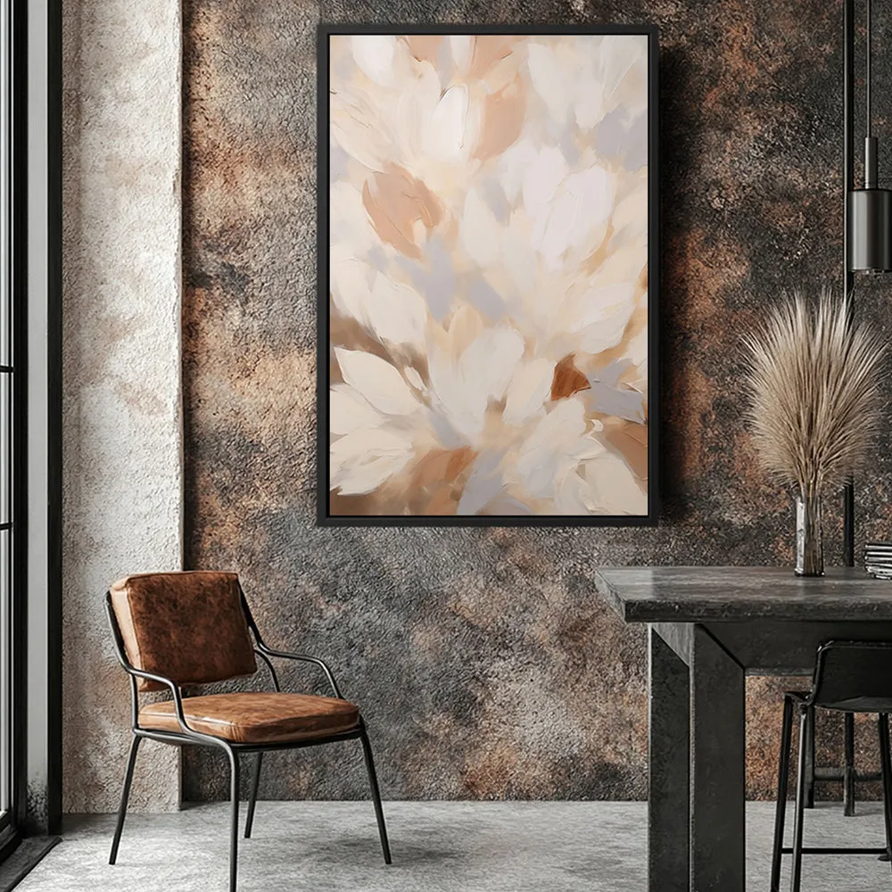Canvas Wall Art Stretched Over Wooden Frame with Floating Frame and Floral Design Painting CV4156