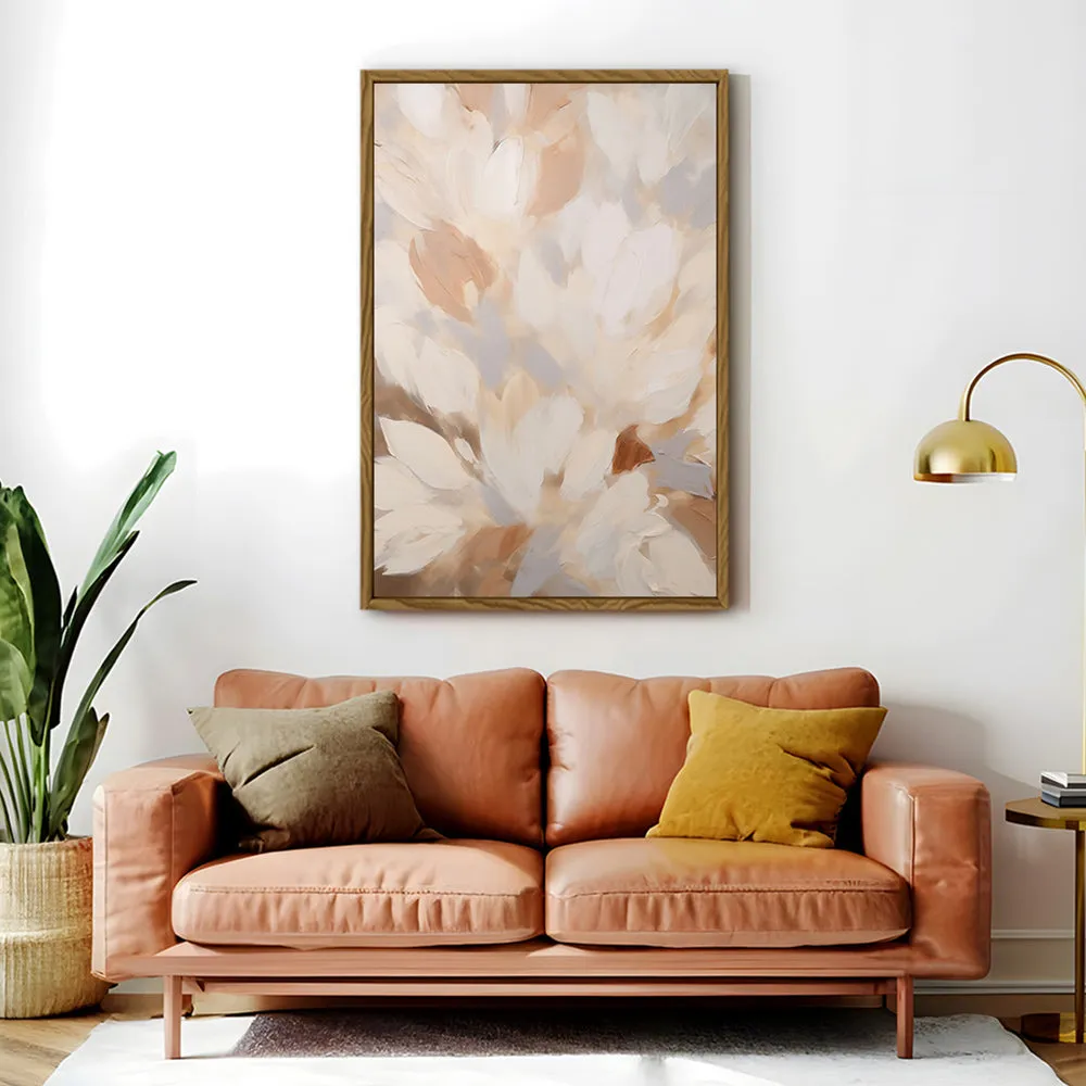 Canvas Wall Art Stretched Over Wooden Frame with Floating Frame and Floral Design Painting CV4156