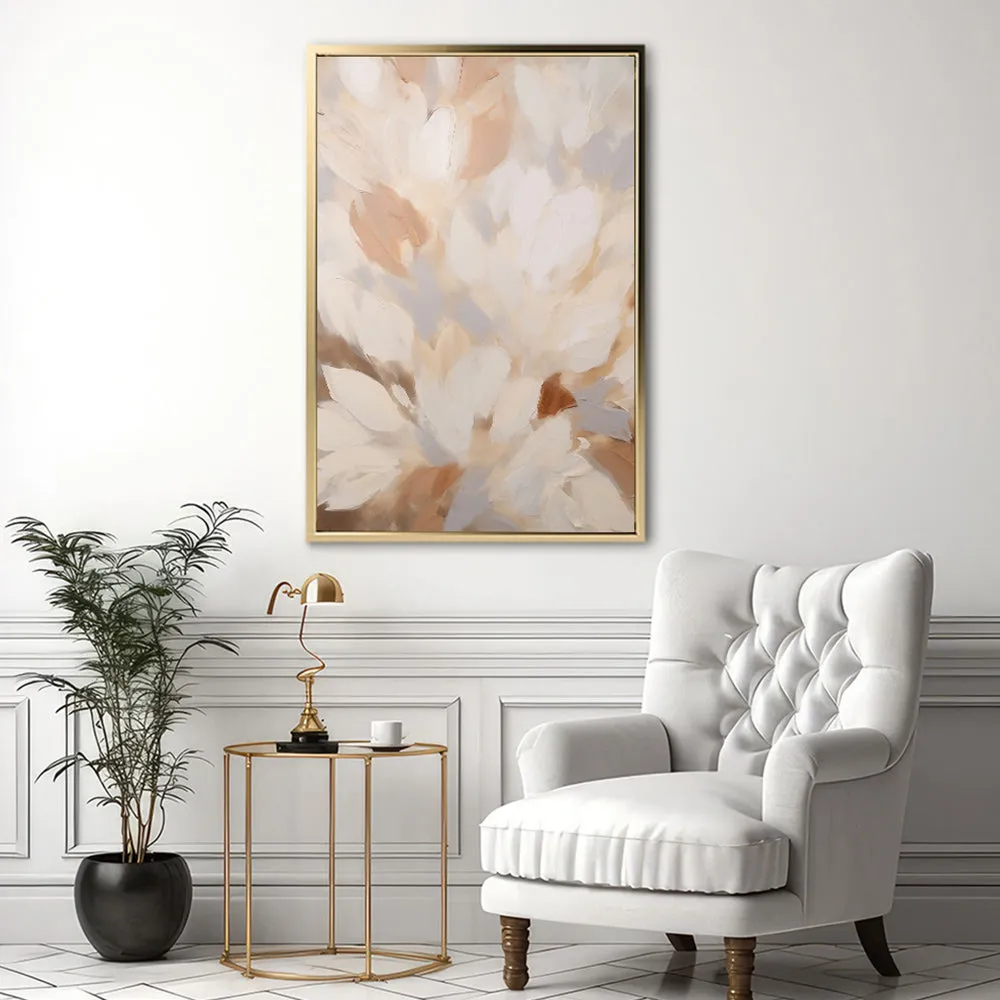 Canvas Wall Art Stretched Over Wooden Frame with Floating Frame and Floral Design Painting CV4156