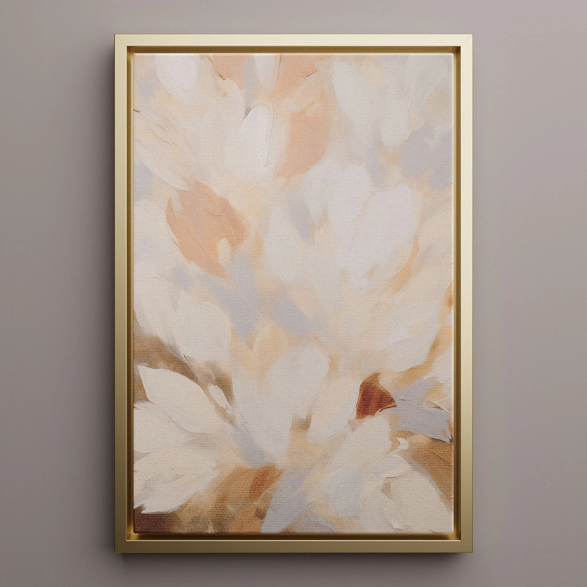 Canvas Wall Art Stretched Over Wooden Frame with Floating Frame and Floral Design Painting CV4156