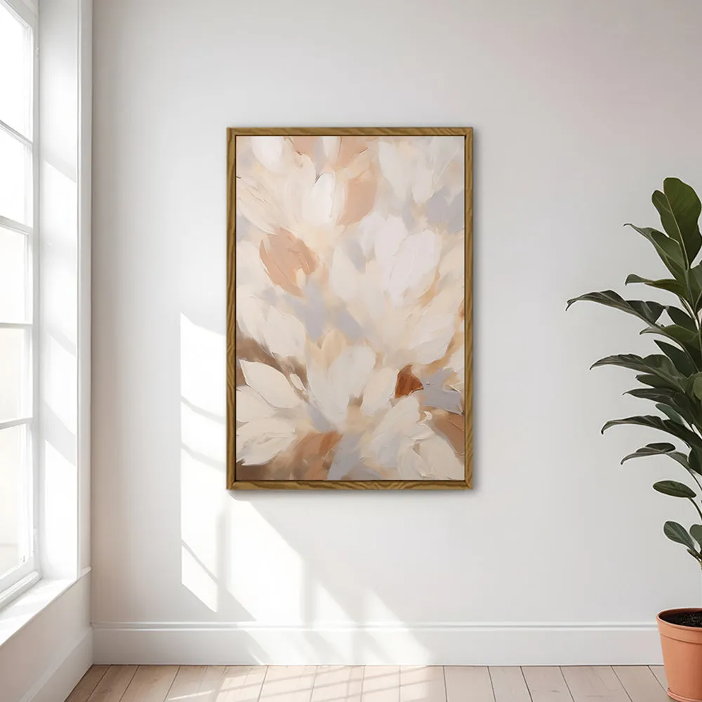 Canvas Wall Art Stretched Over Wooden Frame with Floating Frame and Floral Design Painting CV4156