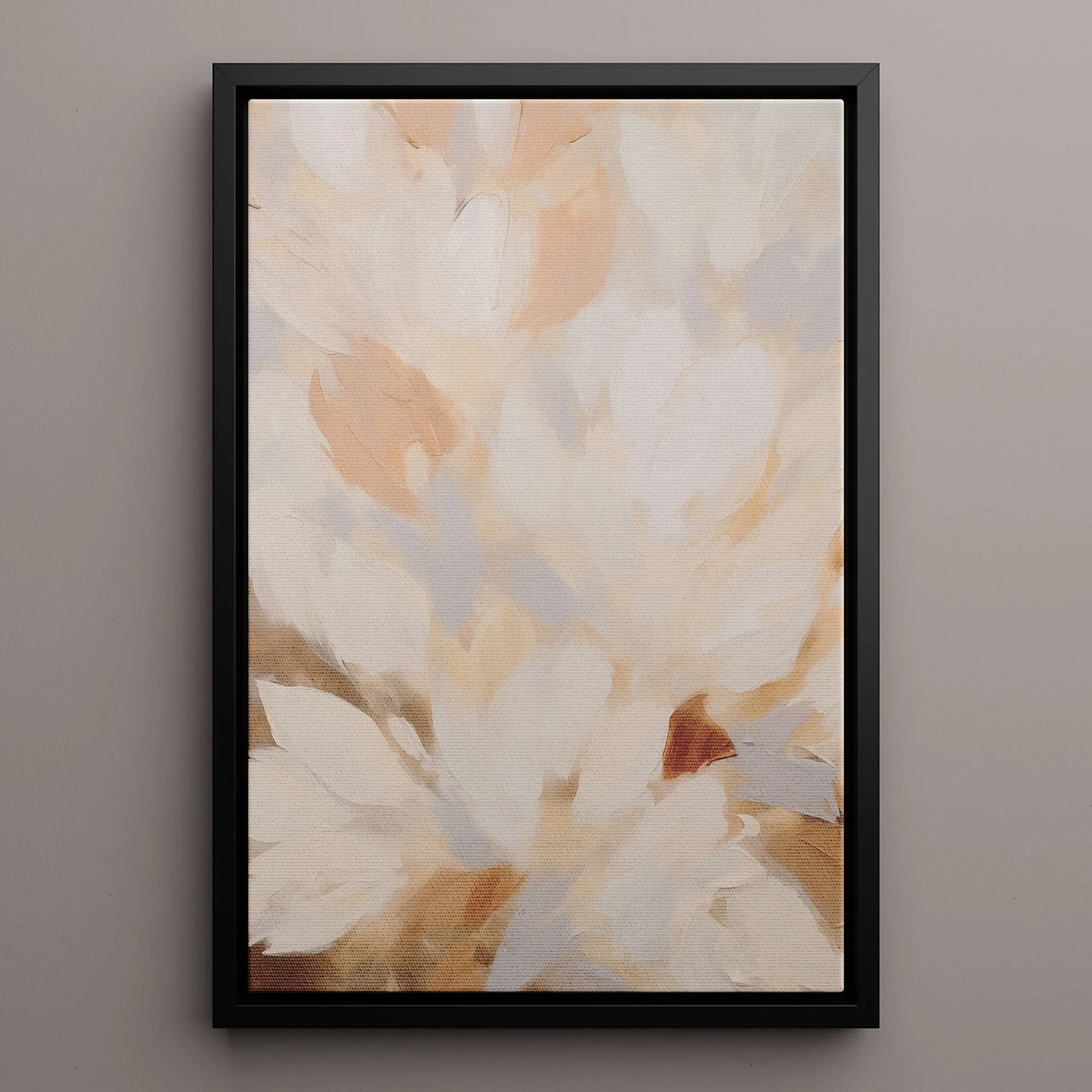 Canvas Wall Art Stretched Over Wooden Frame with Floating Frame and Floral Design Painting CV4156