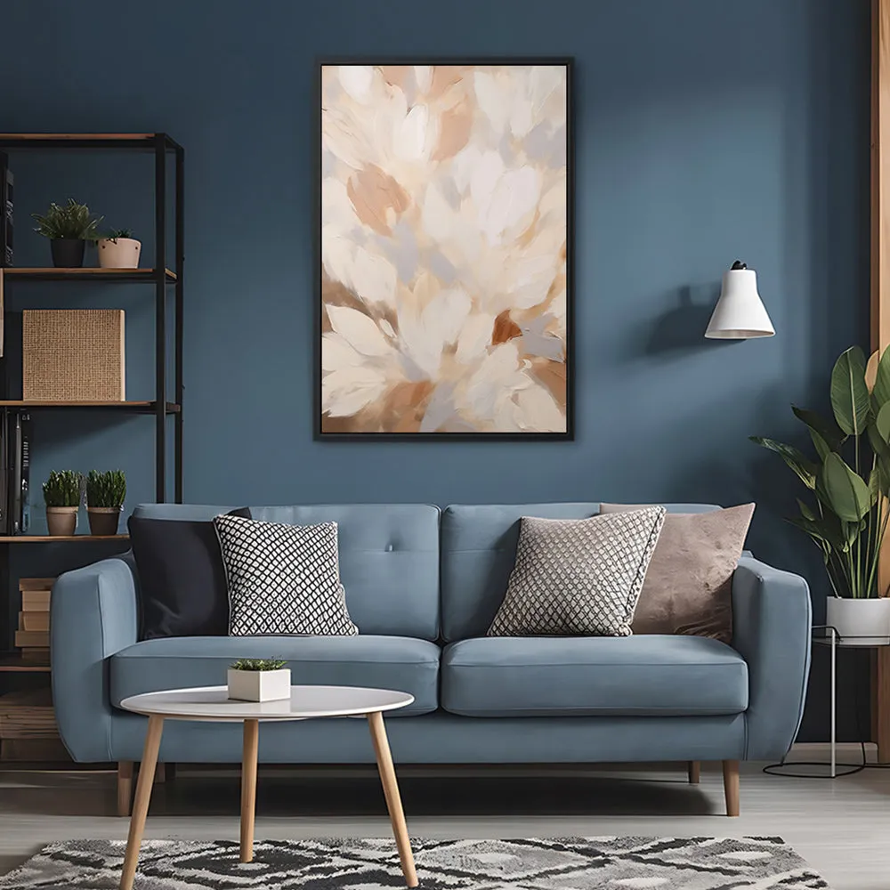 Canvas Wall Art Stretched Over Wooden Frame with Floating Frame and Floral Design Painting CV4156