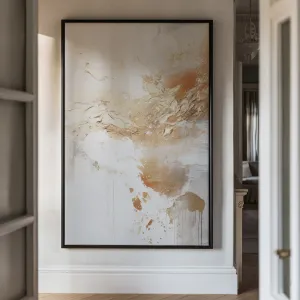 Canvas Wall Art Stretched Over Wooden Frame with Floating Frame and Gold Pattern Painting CV4165