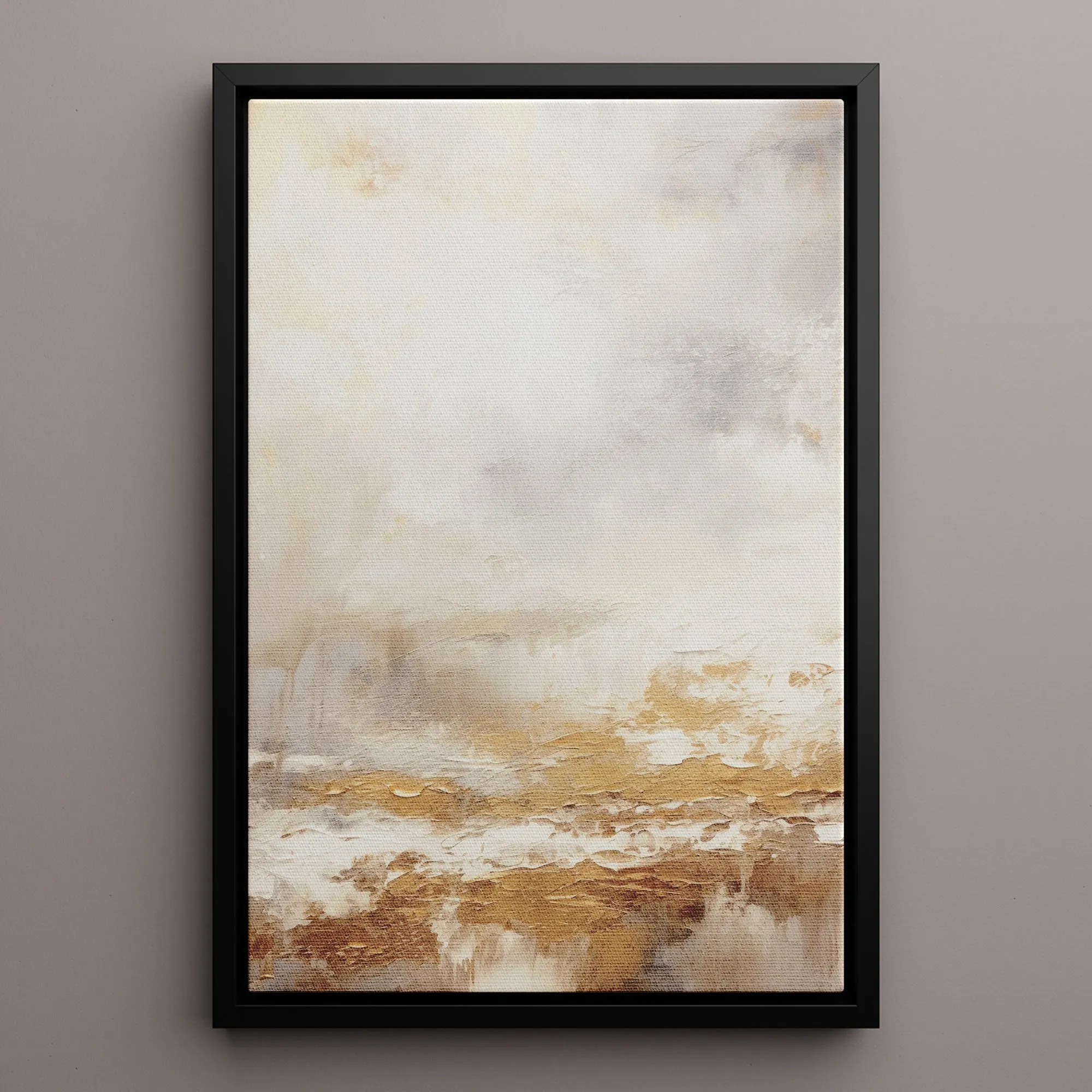 Canvas Wall Art Stretched Over Wooden Frame with Floating Frame and Gold Pattern Painting CV4166