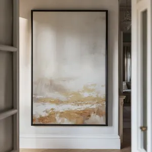Canvas Wall Art Stretched Over Wooden Frame with Floating Frame and Gold Pattern Painting CV4166