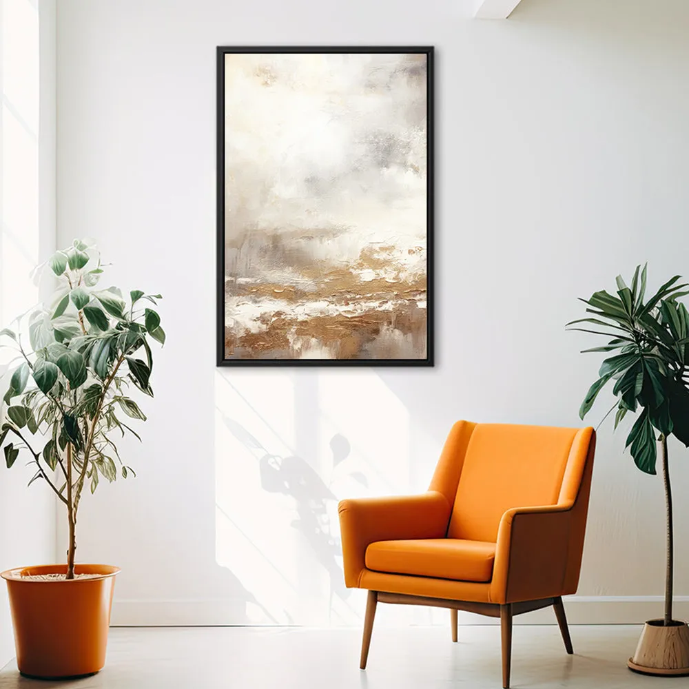 Canvas Wall Art Stretched Over Wooden Frame with Floating Frame and Gold Pattern Painting CV4166