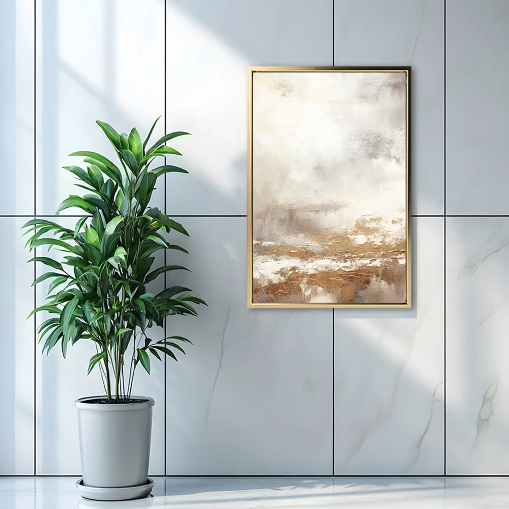Canvas Wall Art Stretched Over Wooden Frame with Floating Frame and Gold Pattern Painting CV4166