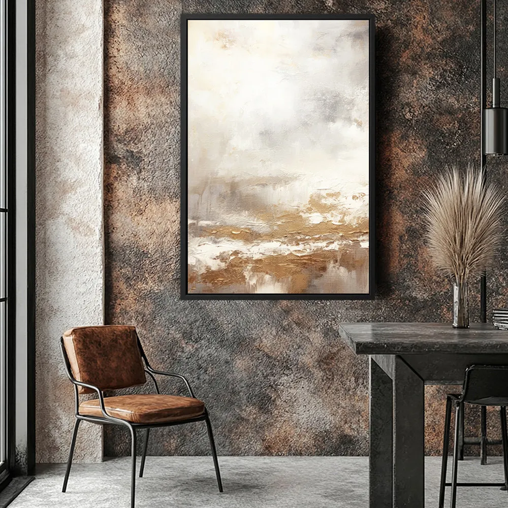 Canvas Wall Art Stretched Over Wooden Frame with Floating Frame and Gold Pattern Painting CV4166
