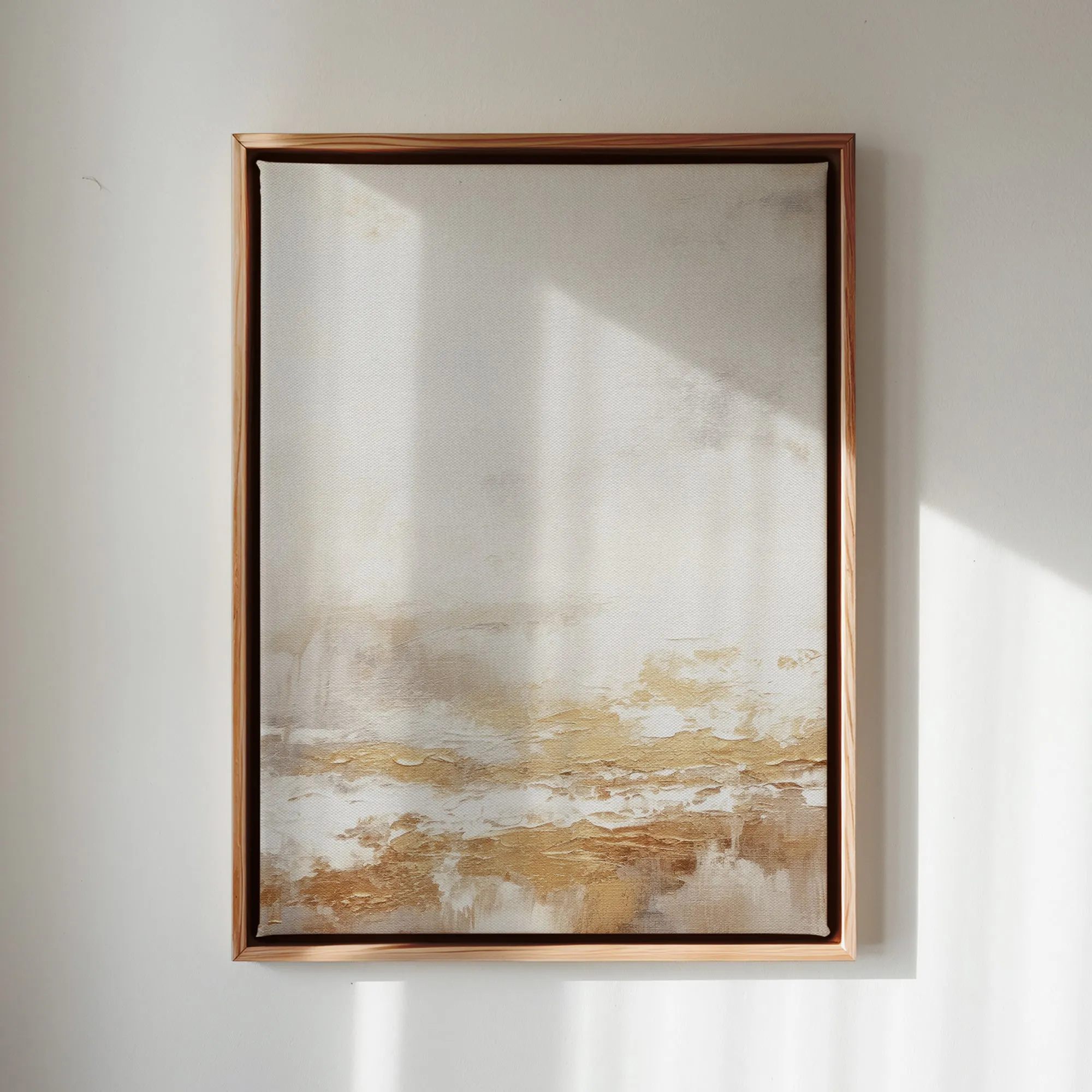 Canvas Wall Art Stretched Over Wooden Frame with Floating Frame and Gold Pattern Painting CV4166