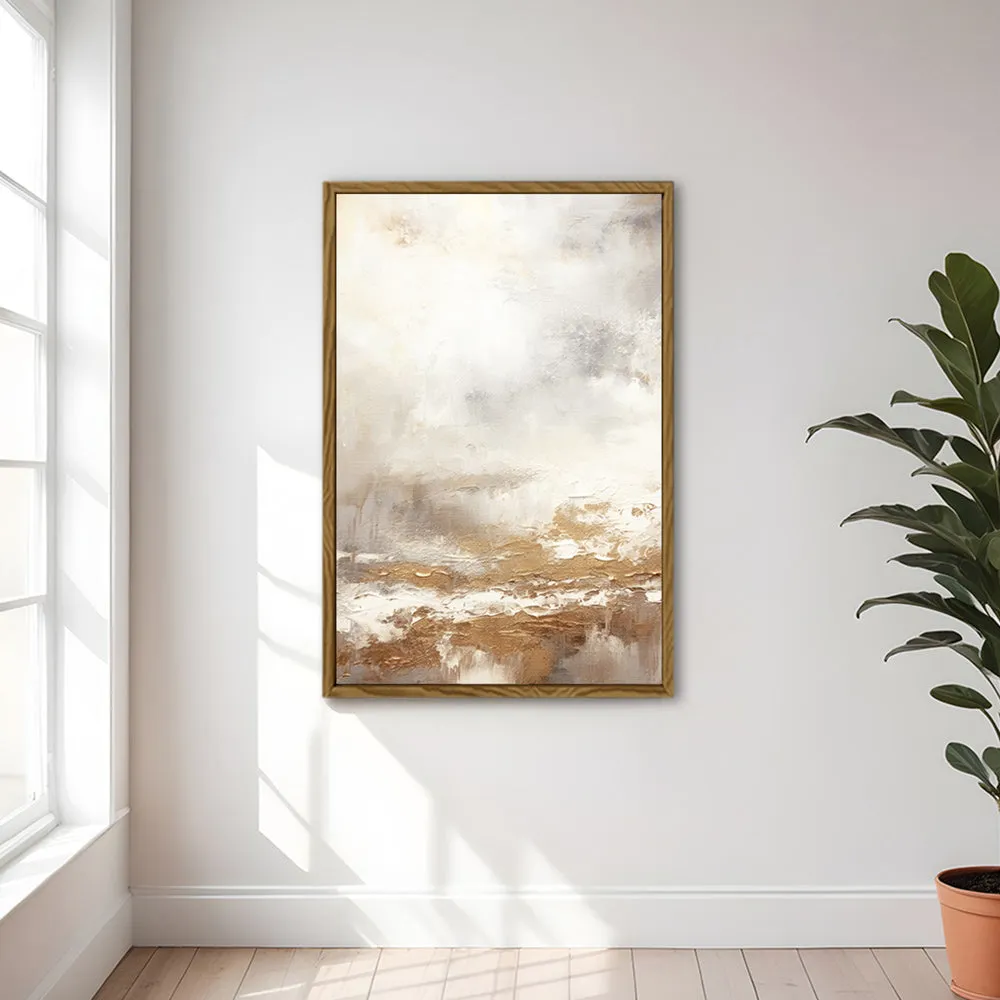 Canvas Wall Art Stretched Over Wooden Frame with Floating Frame and Gold Pattern Painting CV4166