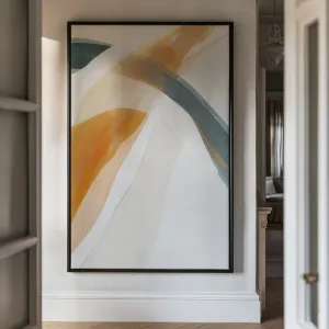 Canvas Wall Art Stretched Over Wooden Frame with Floating Frame and Golden Wave Abstract Painting CV4180