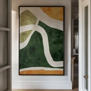 Canvas Wall Art Stretched Over Wooden Frame with Floating Frame and Green Road Abstract Painting CV4181