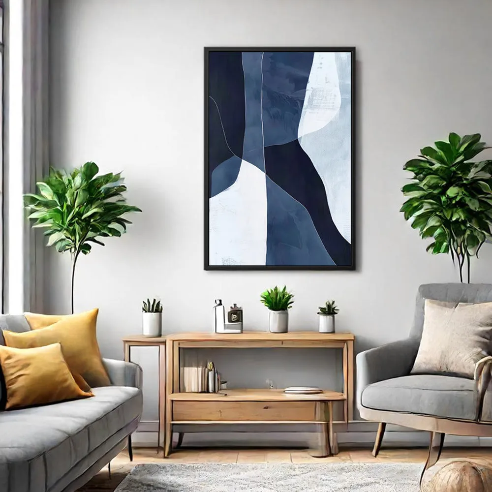 Canvas Wall Art Stretched Over Wooden Frame with Floating Frame and Ice Abstract Painting CV4187