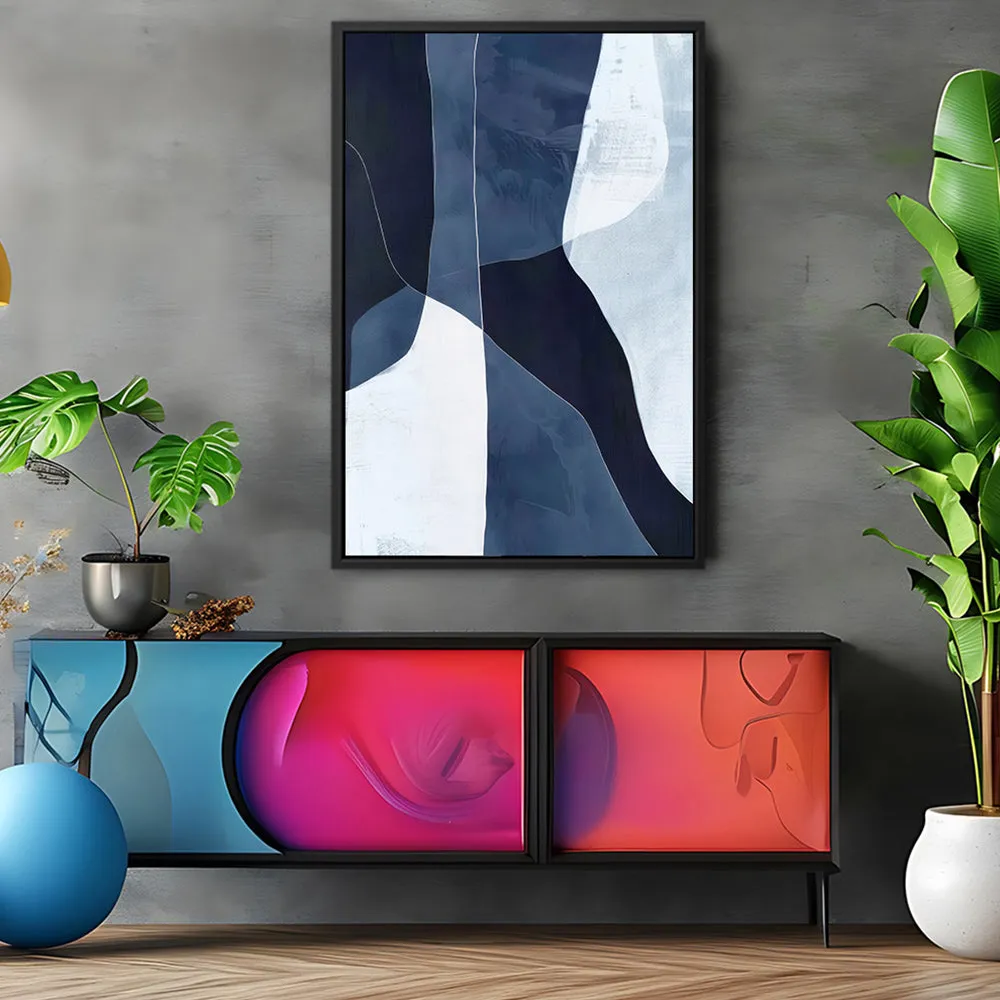Canvas Wall Art Stretched Over Wooden Frame with Floating Frame and Ice Abstract Painting CV4187