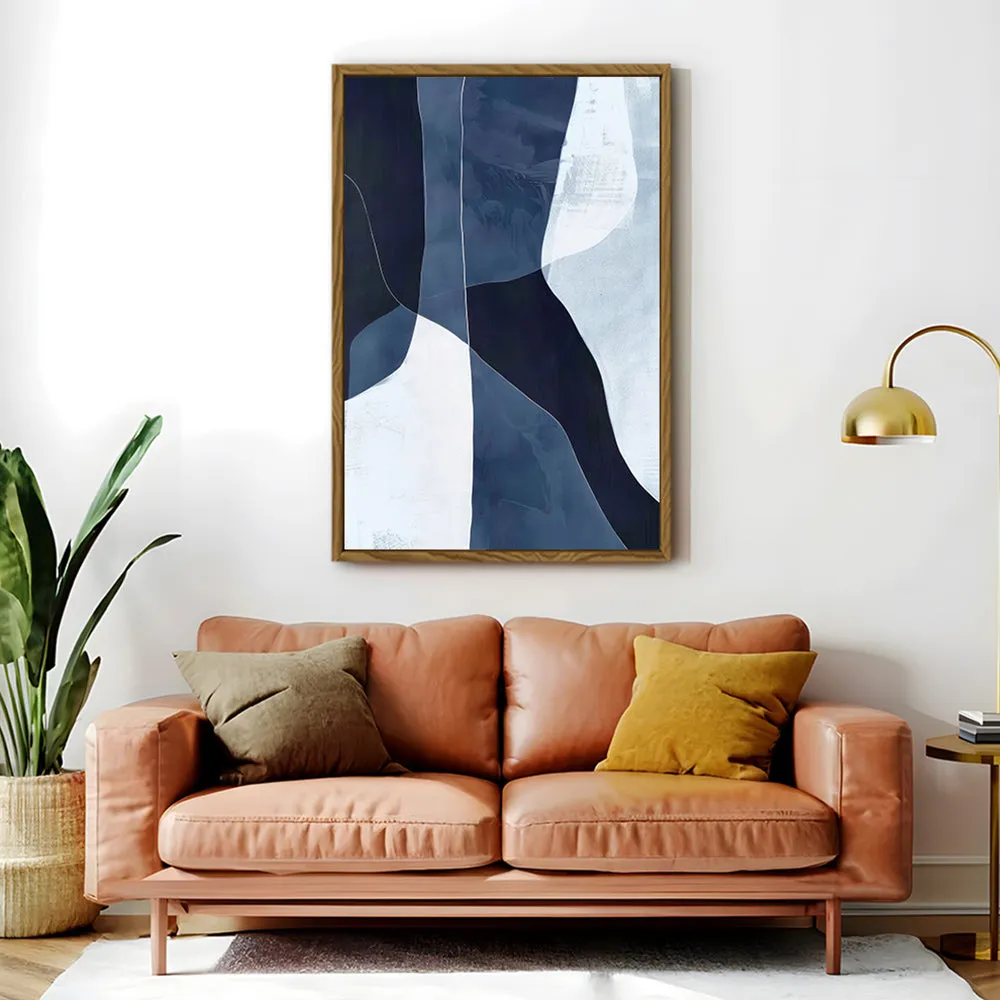 Canvas Wall Art Stretched Over Wooden Frame with Floating Frame and Ice Abstract Painting CV4187
