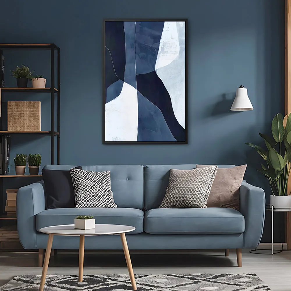 Canvas Wall Art Stretched Over Wooden Frame with Floating Frame and Ice Abstract Painting CV4187