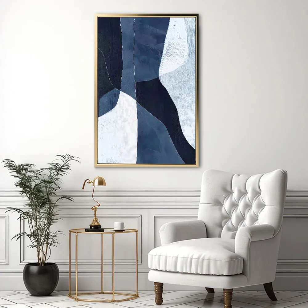 Canvas Wall Art Stretched Over Wooden Frame with Floating Frame and Ice Abstract Painting CV4187