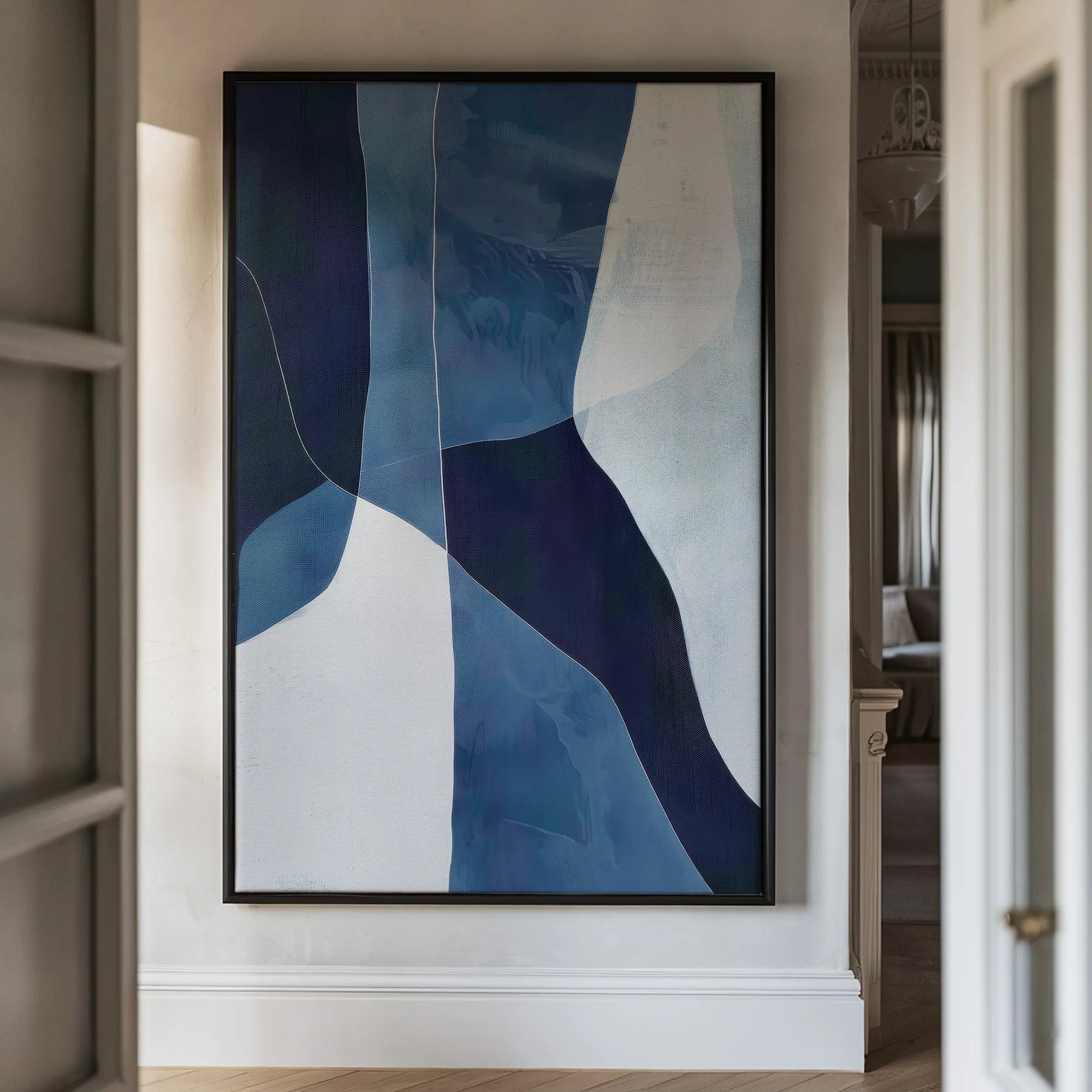 Canvas Wall Art Stretched Over Wooden Frame with Floating Frame and Ice Abstract Painting CV4187