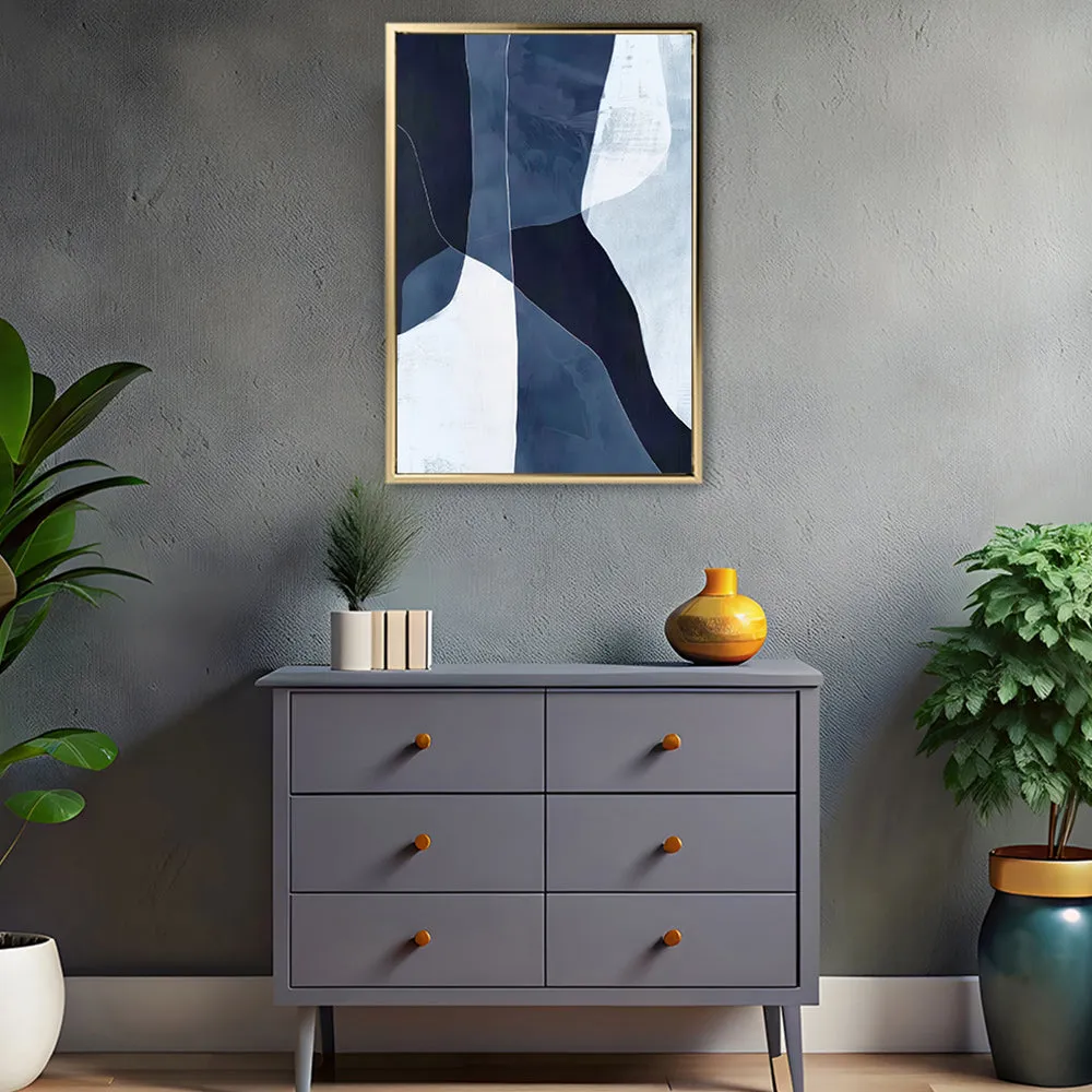 Canvas Wall Art Stretched Over Wooden Frame with Floating Frame and Ice Abstract Painting CV4187