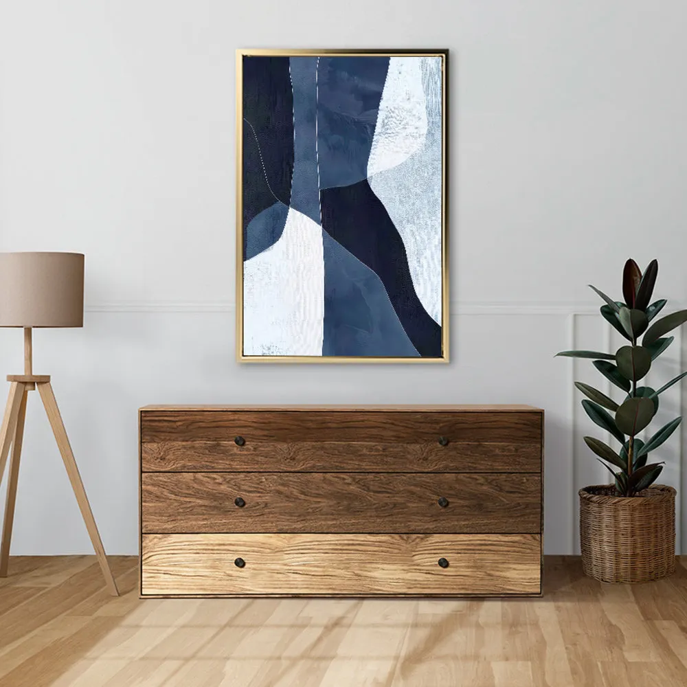 Canvas Wall Art Stretched Over Wooden Frame with Floating Frame and Ice Abstract Painting CV4187