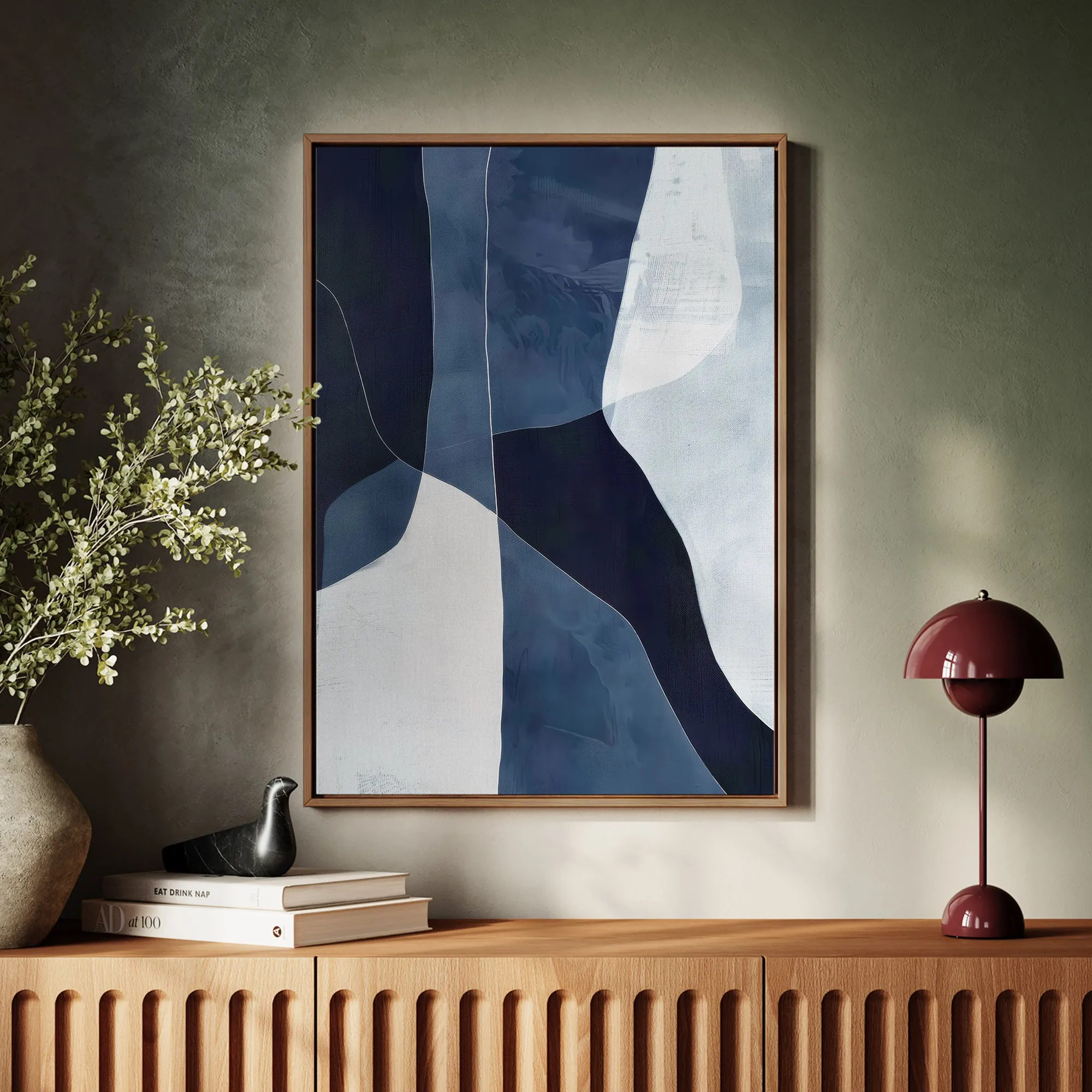 Canvas Wall Art Stretched Over Wooden Frame with Floating Frame and Ice Abstract Painting CV4187