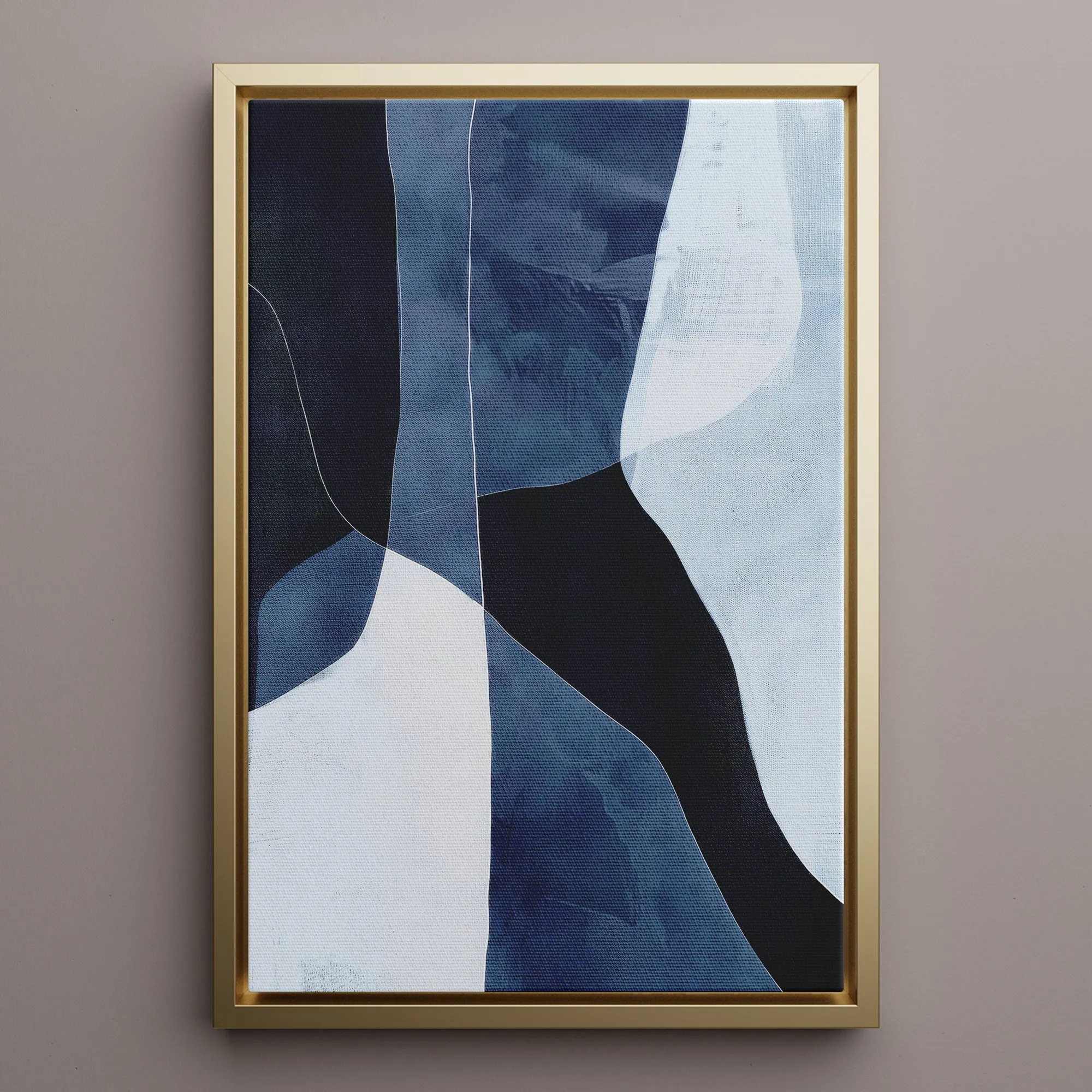 Canvas Wall Art Stretched Over Wooden Frame with Floating Frame and Ice Abstract Painting CV4187