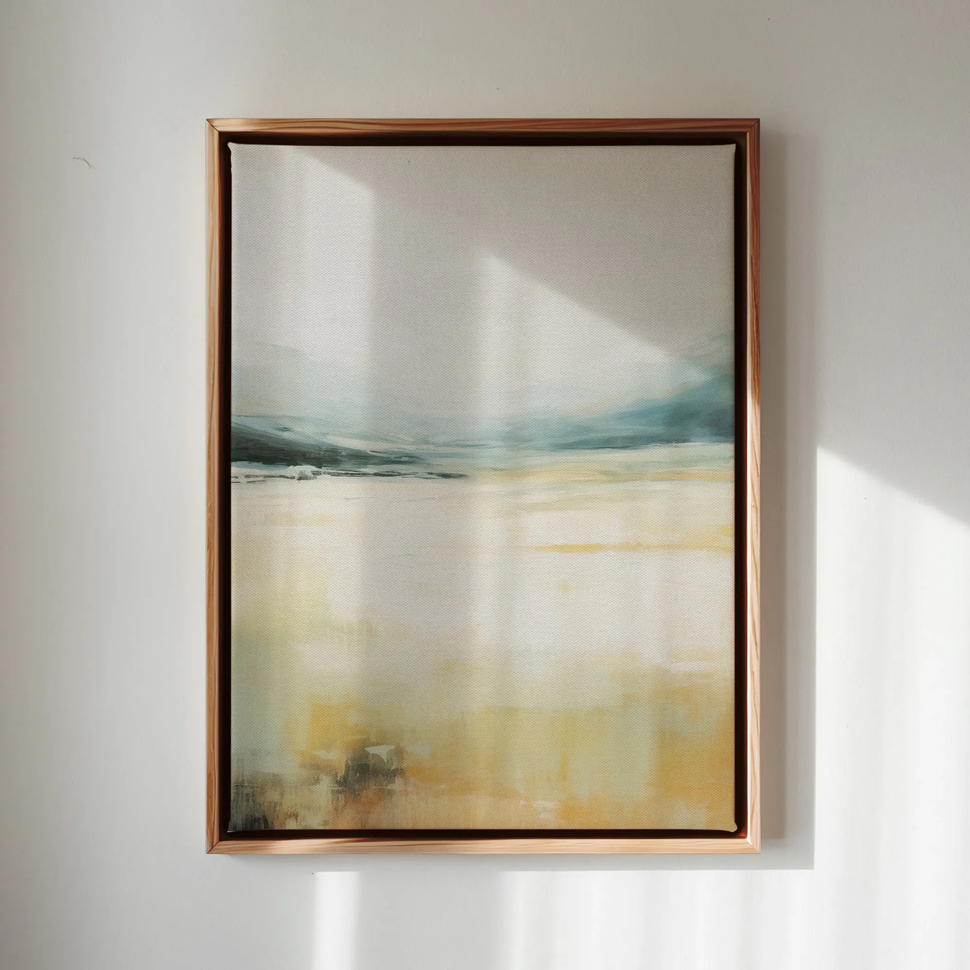 Canvas Wall Art Stretched Over Wooden Frame with Floating Frame and Lake Abstract Painting CV4191