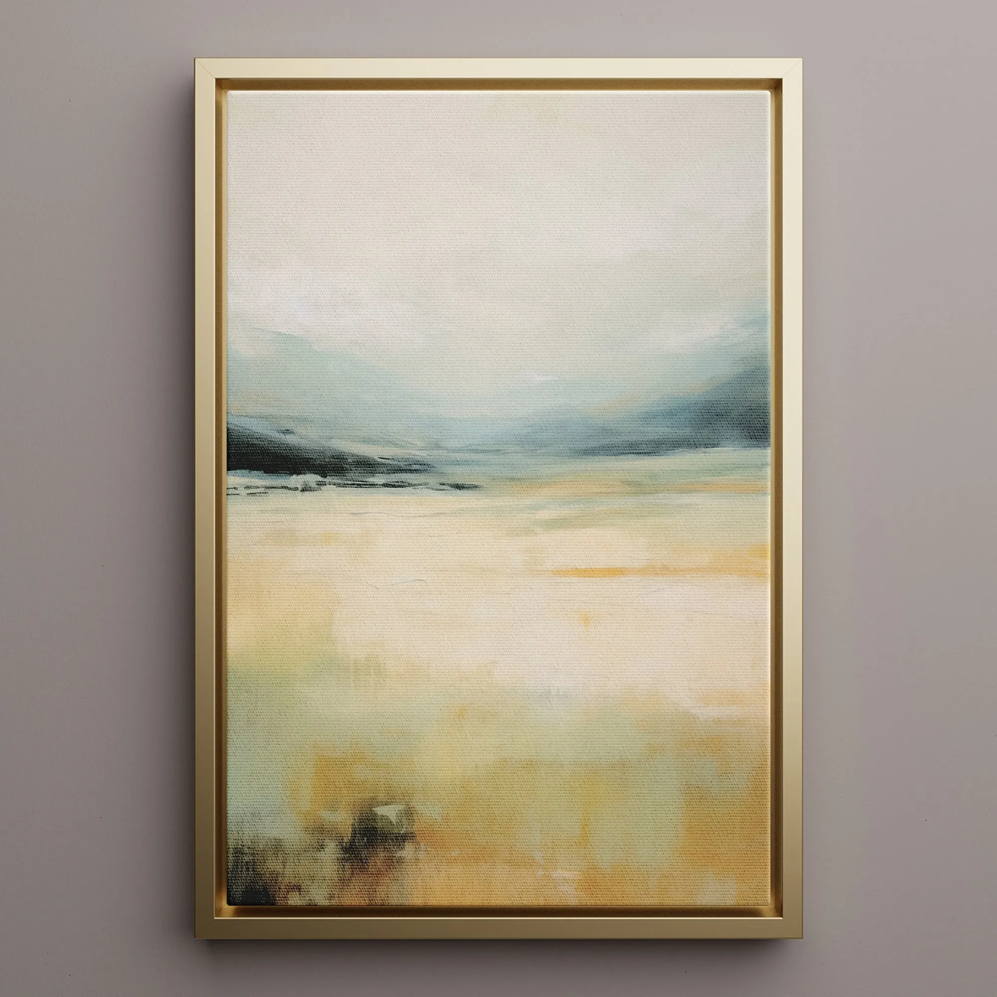 Canvas Wall Art Stretched Over Wooden Frame with Floating Frame and Lake Abstract Painting CV4191