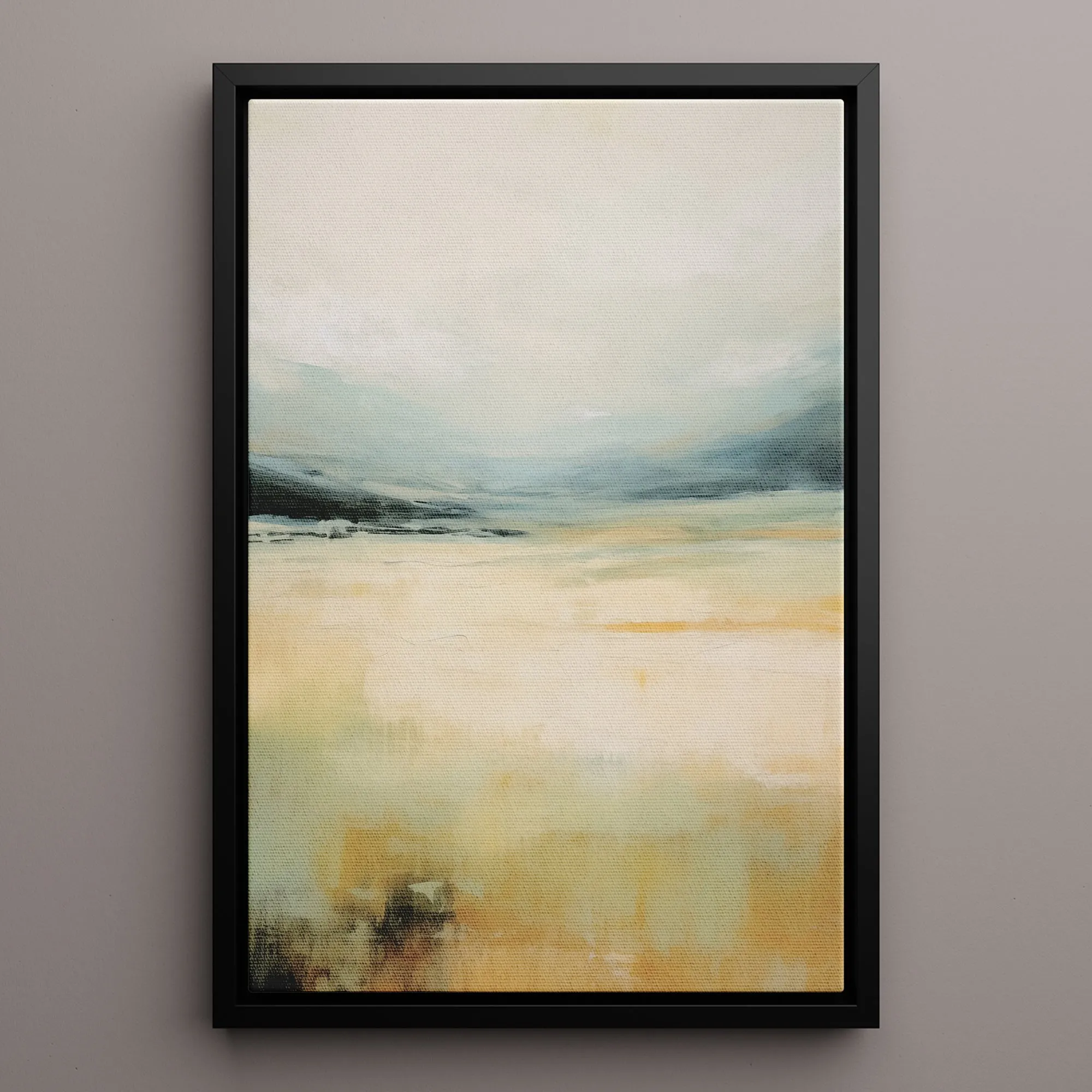Canvas Wall Art Stretched Over Wooden Frame with Floating Frame and Lake Abstract Painting CV4191