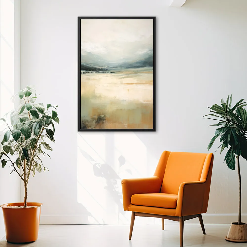 Canvas Wall Art Stretched Over Wooden Frame with Floating Frame and Lake Abstract Painting CV4191