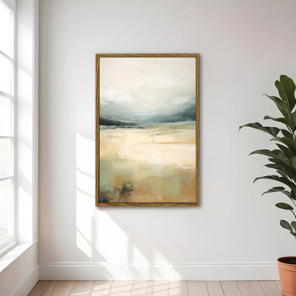 Canvas Wall Art Stretched Over Wooden Frame with Floating Frame and Lake Abstract Painting CV4191