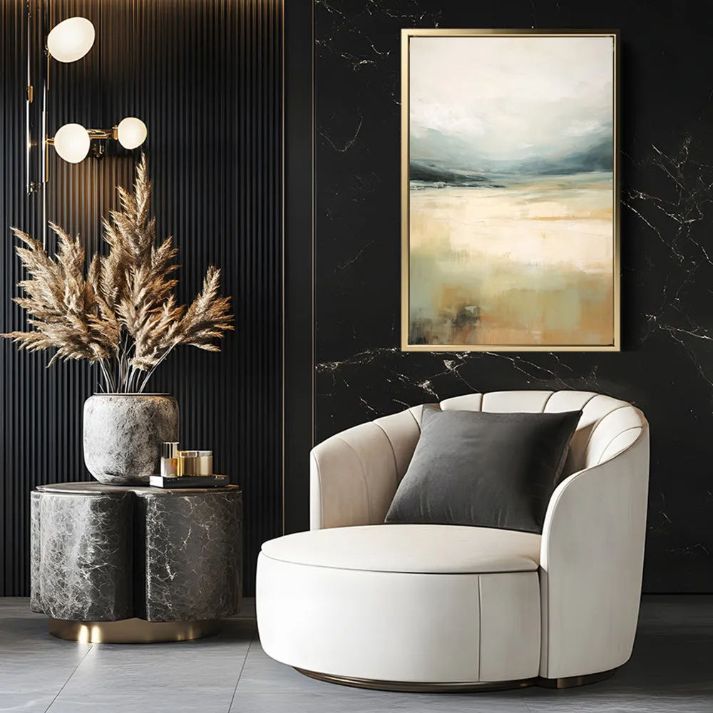 Canvas Wall Art Stretched Over Wooden Frame with Floating Frame and Lake Abstract Painting CV4191