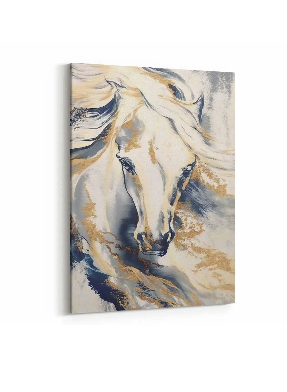 Canvas Wall Art Stretched Over Wooden Frame with Gold Floating Frame