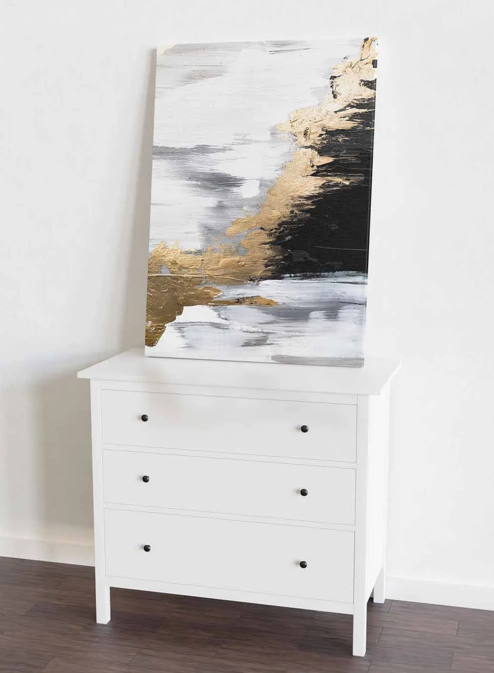Canvas Wall Art Stretched Over Wooden Frame with Gold Floating Frame