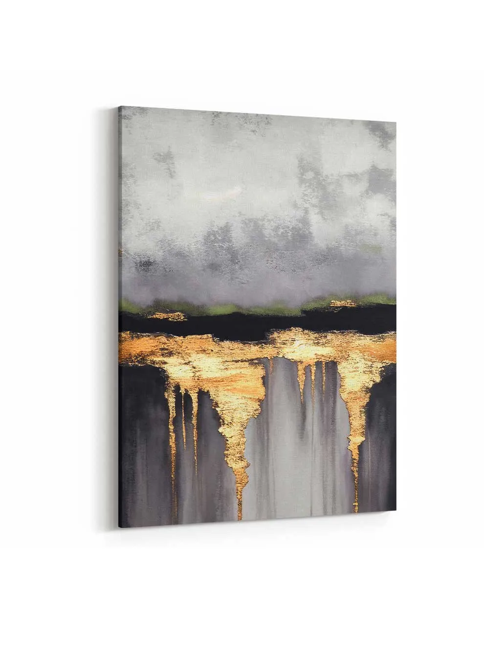 Canvas Wall Art Stretched Over Wooden Frame with Gold Floating Frame
