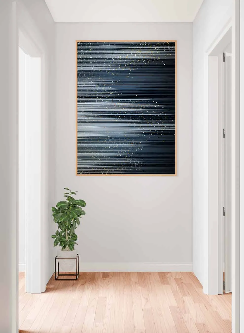 Canvas Wall Art Stretched Over Wooden Frame with Gold Floating Frame