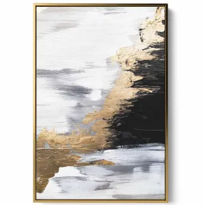 Canvas Wall Art Stretched Over Wooden Frame with Gold Floating Frame
