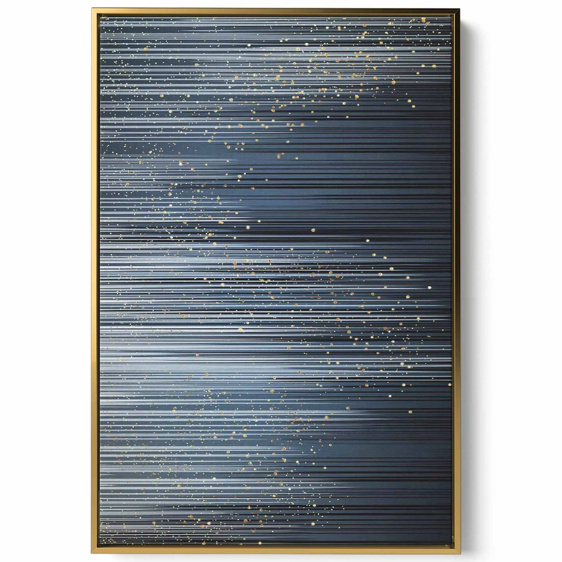 Canvas Wall Art Stretched Over Wooden Frame with Gold Floating Frame