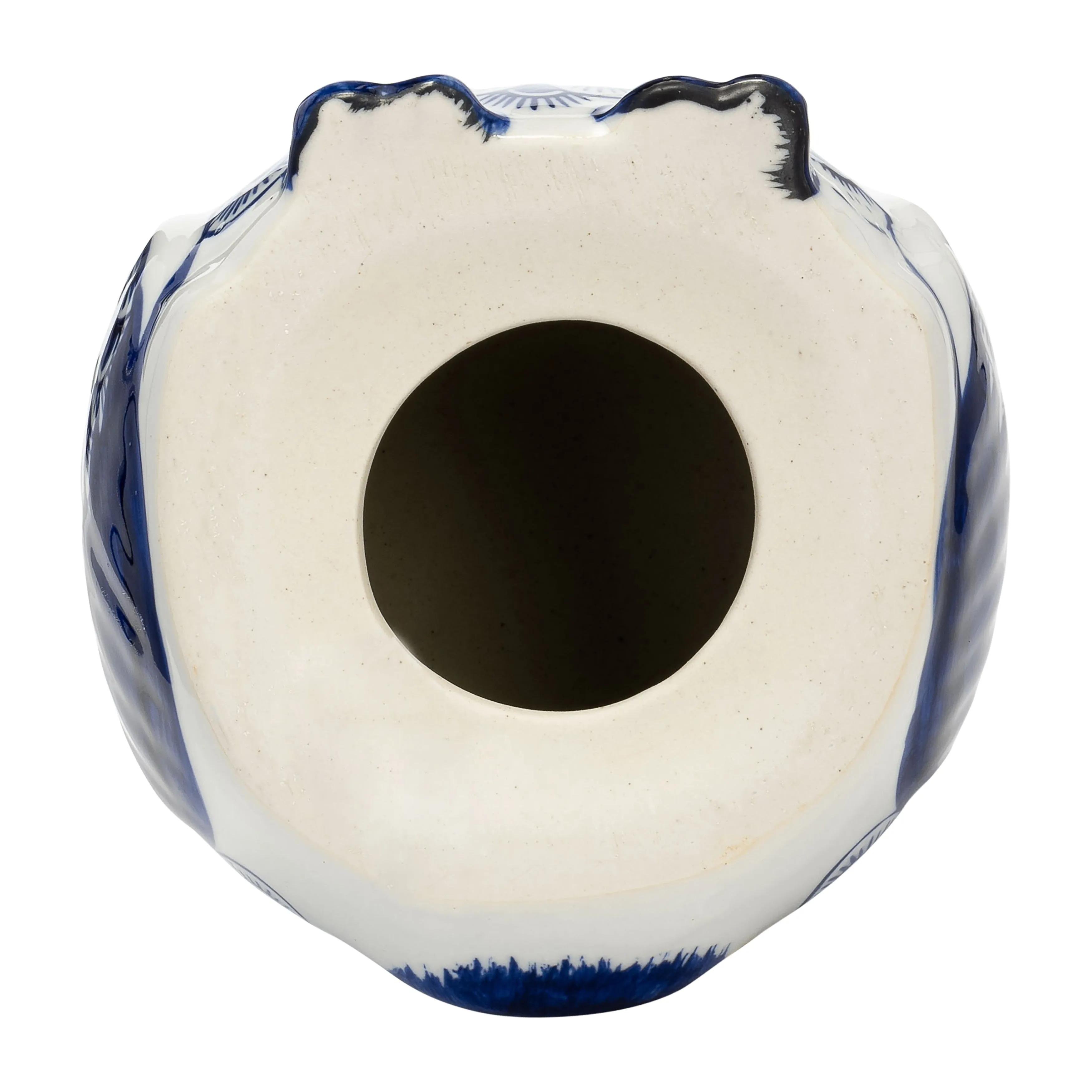 CER, 5"H CHINOISERIE OWL, BLUE/WHITE